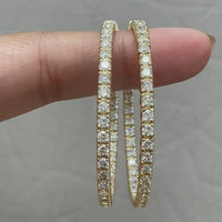 Round Diamond Hoops (6.19 ct Diamonds) in Yellow Gold