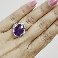 Purple Crush Amethyst Ring (10.47 ct Amethyst & Diamonds) in White Gold