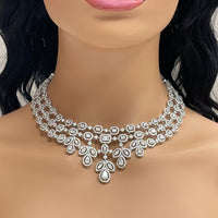 Beauvince Legacy Halo Necklace and Earring Suite (32 ct Diamonds) in White Gold