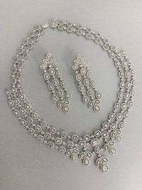 Beauvince Legacy Halo Necklace and Earring Suite (32 ct Diamonds) in White Gold