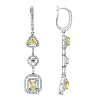 Summer Yellow & White Diamond Earrings (3.47 ct Diamonds) in Gold