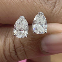 Pear Shape Solitaire Diamond Studs (2.51 ct PS ISI2 GIA Diamonds) in White Gold