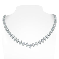Marquise Diamond Tennis Necklace (9.45 ct Diamonds) in White Gold