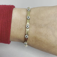 Beauvince Petite Flowers Bracelet (2.90 ct Diamonds & Emeralds) in Yellow Gold