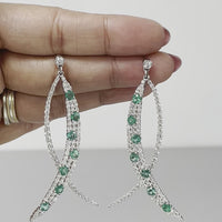 Olive Emerald & Diamond Earrings (8.33 ct Diamonds & Emeralds) in White Gold