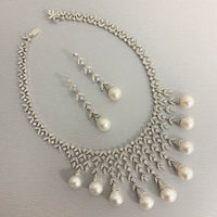 Diamond & Pearl Vines Necklace (156.06 ct Pearls & Diamonds) in White Gold