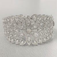 Beauvince Marquise Diamond Halo Cuff Bangle in White Gold