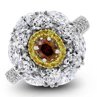 Ballerina Champagne Diamond Ring (2.44 ct Diamonds) in Gold