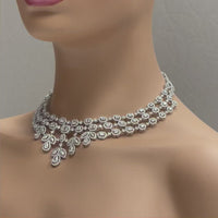 Beauvince Legacy Halo Necklace and Earring Suite (32 ct Diamonds) in White Gold