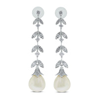 Diamond & Pearl Vines Necklace (156.06 ct Pearls & Diamonds) in White Gold