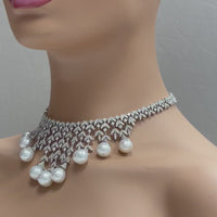 Diamond & Pearl Vines Necklace (156.06 ct Pearls & Diamonds) in White Gold