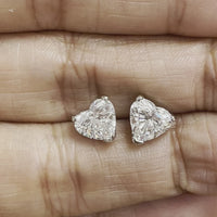 Beauvince Heart Shape Solitaire Studs (2.04 ct G SI2 GIA Diamonds) in White Gold