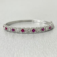 Beauvince Fire Ruby & Diamond Bangle in White Gold