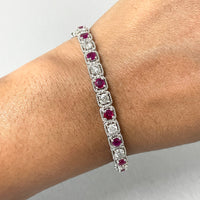 Beauvince Fire Ruby & Diamond Bangle in White Gold