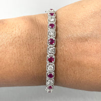Beauvince Fire Ruby & Diamond Bangle in White Gold