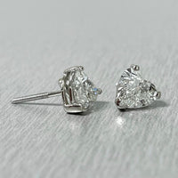 Beauvince Heart Shape Solitaire Studs (2.04 ct G SI2 GIA Diamonds) in White Gold