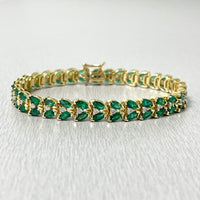 Beauvince Vine Bracelet (5.05 ct Diamonds & Emeralds) in Yellow Gold