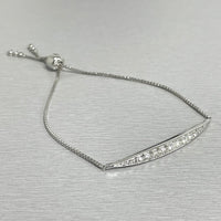 Bolo Diamond Bar Bracelet (0.96 ct Diamonds) in White Gold