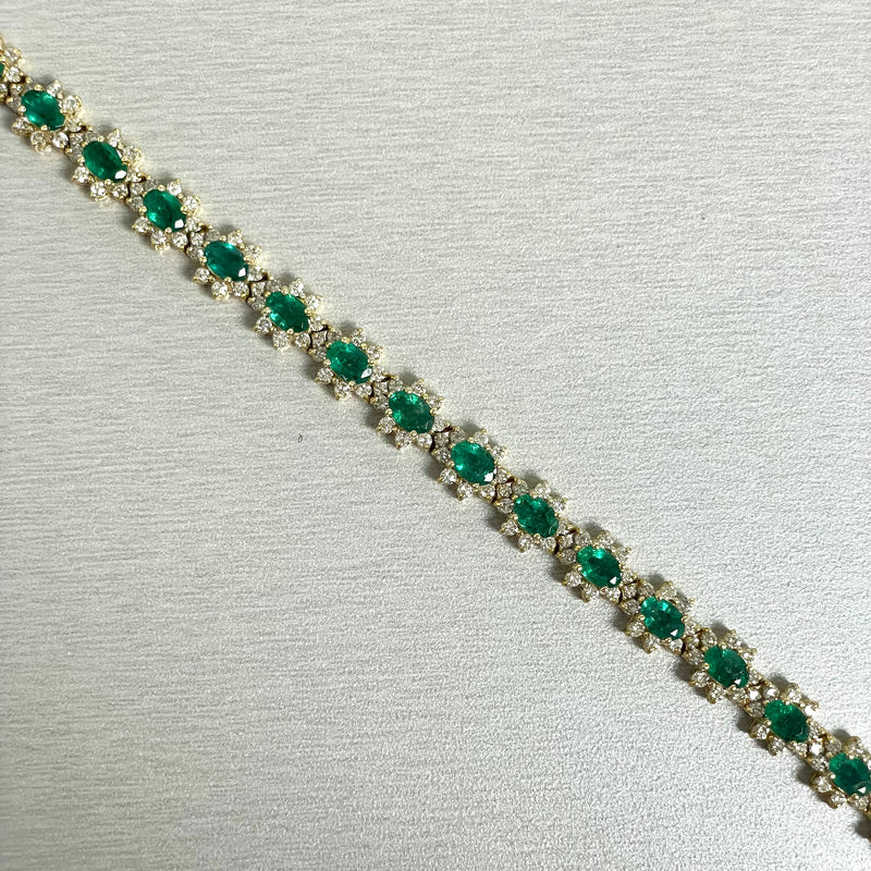 Beauvince Florence Bracelet (11.66 ct Diamonds & Emeralds) in Yellow Gold