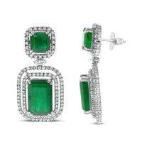 Renee Emerald & Diamond Earrings (28.02 ct Gemstones) in White Gold