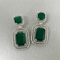 Renee Emerald & Diamond Earrings (28.02 ct Gemstones) in White Gold