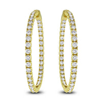 Round Diamond Hoops (6.19 ct Diamonds) in Yellow Gold