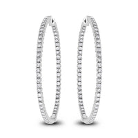Round Diamond Hoops (4.20 ct Diamonds) in White Gold