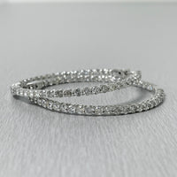 Round Diamond Hoops (6.15 ct Diamonds) in White Gold
