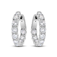 Round Diamond Hoops (3.28 ct Diamonds) in White Gold