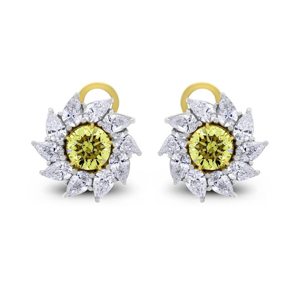 Radiance Diamond Stud Earrings (7.58 ct Diamonds) in Platinum & Gold