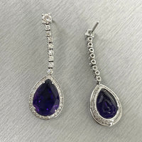 Claire Amethyst & Diamond Earrings (12.86 ct Gemstones) in White Gold