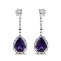 Claire Amethyst & Diamond Earrings (12.86 ct Gemstones) in White Gold