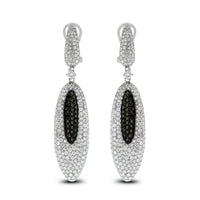 Droplets Black & White Diamond Earrings (5.58 ct Diamonds) in White Gold