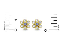 Tanzanite Ear Flowers (1.20 ct Diamonds & Tanzanites) in Yellow Gold