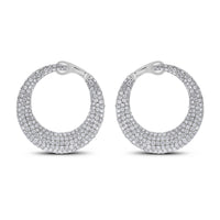 Beauvince Crescent Moon Diamond Earrings (6.24 ct Diamonds) in White Gold