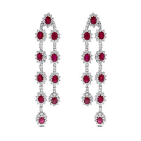 Beauvince Rosemary Ruby Earrings (14.23 ct Rubies & Diamonds) in White Gold