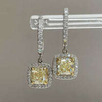 Yellow Cushion Diamond Earrings (3.67 ct Diamonds) in Gold