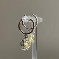 Yellow Cushion Diamond Earrings (3.67 ct Diamonds) in Gold