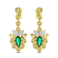Golds & Greens Diamond & Emerald Earrings (23.86 ct Diamonds & Emeralds) in Yellow Gold
