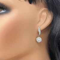 Leela Leaf Drop Earrings (3.50 ct Diamonds) in White Gold