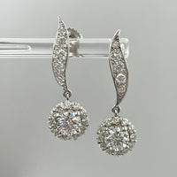 Leela Leaf Drop Earrings (3.50 ct Diamonds) in White Gold