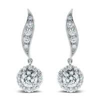 Leela Leaf Drop Earrings (3.50 ct Diamonds) in White Gold