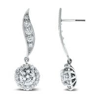 Leela Leaf Drop Earrings (3.50 ct Diamonds) in White Gold
