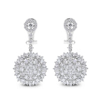 Sun Burst Earrings (3.92 ct Diamonds) in White Gold