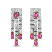 Raina Diamond & Ruby Earrings (3.10 ct Rubies & Diamonds) in White Gold