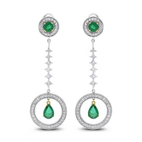 Clara Emerald & Diamond Earrings (10.01 ct Emeralds & Diamonds) in White Gold