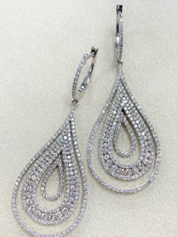 Ripples Diamond Earrings (4.29 ct Diamonds) in White Gold