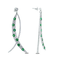 Olive Emerald & Diamond Earrings (8.33 ct Diamonds & Emeralds) in White Gold