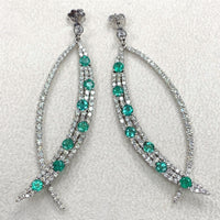 Olive Emerald & Diamond Earrings (8.33 ct Diamonds & Emeralds) in White Gold