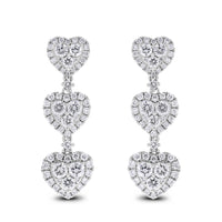 Lilly of Hearts Earrings (2.80 ct Diamonds) in White Gold
